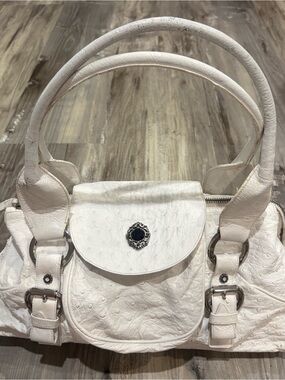 Vintage Ape Regina Firenze White Italian Ostrich Designer Handbag